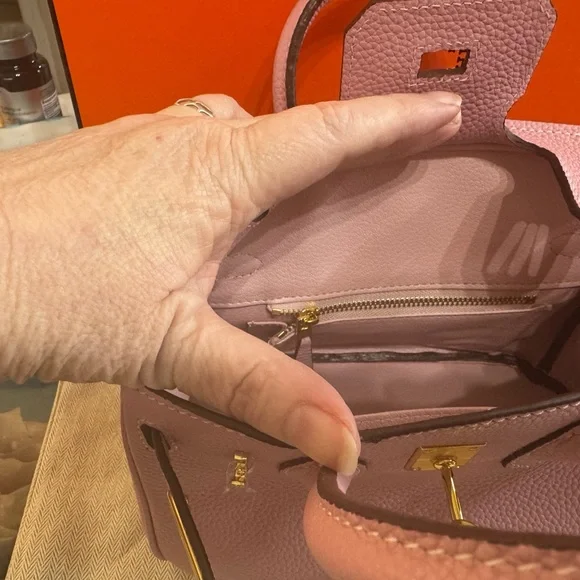 Baby mini Birkin 20 cm style Leather Women's Bag in light pink Togo leather - Picture 3 of 7